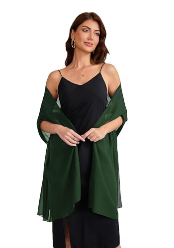 Baoqiya Women's Shawls and Wraps for Evening Dress Chiffon Shawl Soft Elegant Silky Pashmina Wedding Bridal Scarf(Green, 79"×29") - Image 3