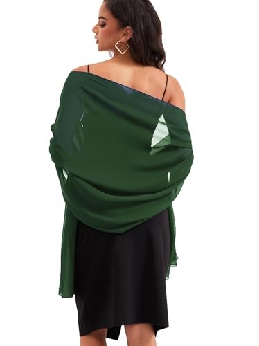 Baoqiya Women's Shawls and Wraps for Evening Dress Chiffon Shawl Soft Elegant Silky Pashmina Wedding Bridal Scarf(Green, 79"×29") - Image 1