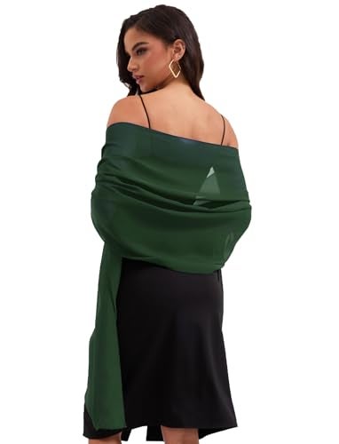 Baoqiya Women's Shawls and Wraps for Evening Dress Chiffon Shawl Soft Elegant Silky Pashmina Wedding Bridal Scarf(Green, 79"×29") - Image 2