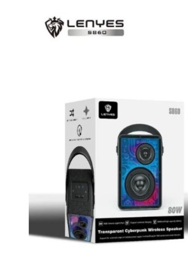 Lenyes RGB Transparent Wireless Subwoofer 5.3 Bluetooth 80W Portable Speaker - Image 3