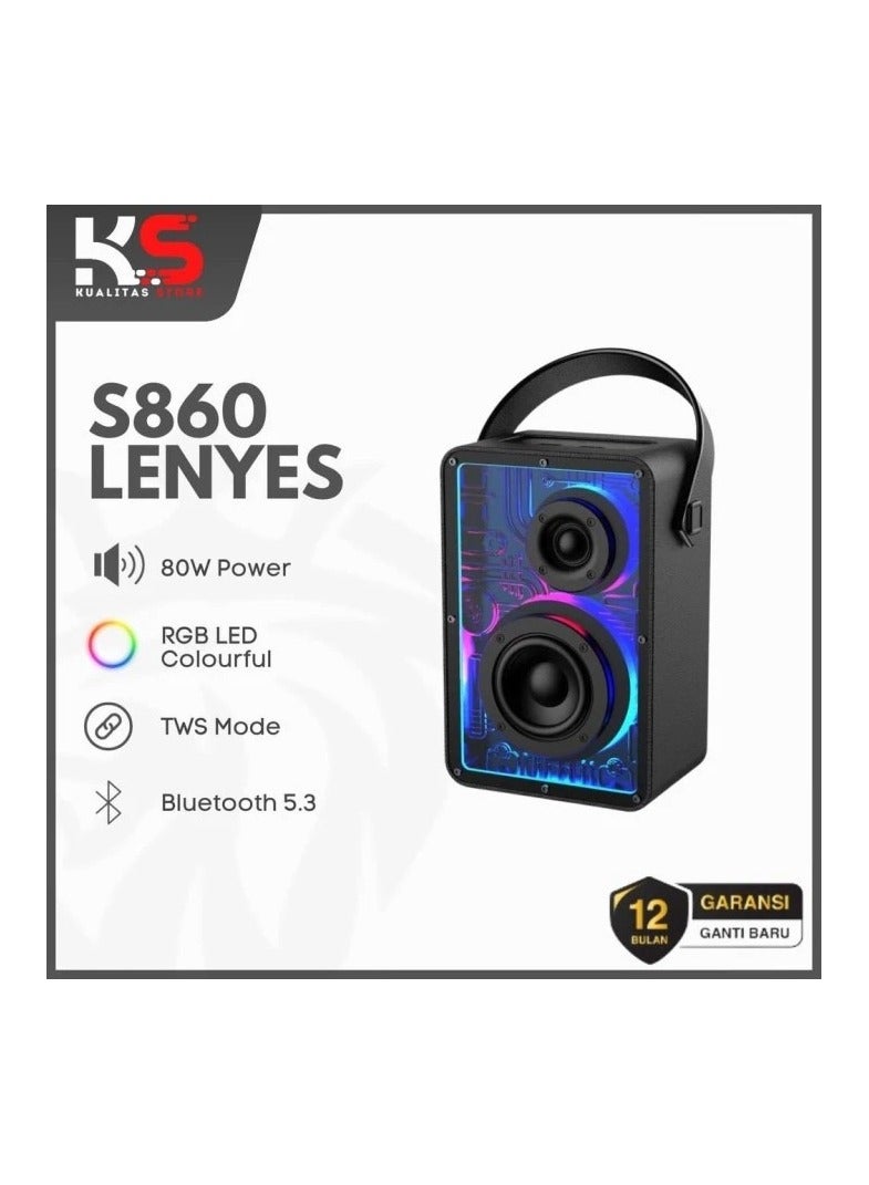 Lenyes RGB Transparent Wireless Subwoofer 5.3 Bluetooth 80W Portable Speaker - Image 2