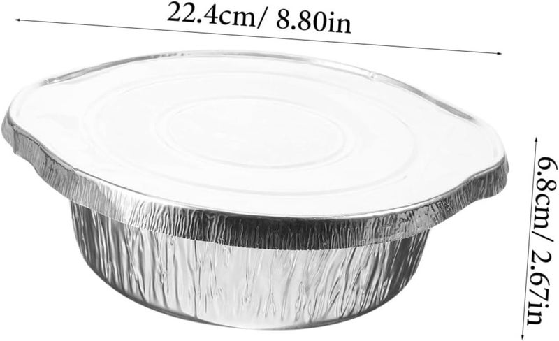 POPETPOP 5Sets Portable Bbq Food Heating Pans Multi Function Lidded Tin Foil Pots High Temperature Resistance for Oven Air Fryer Microwave for Bbq Picnics and Parties - Image 2