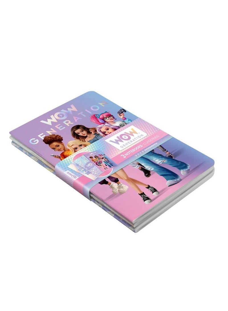 WOW Generation A5 Pack 3 Soft Cover Notebooks 80 Sheets GSM - Image 2