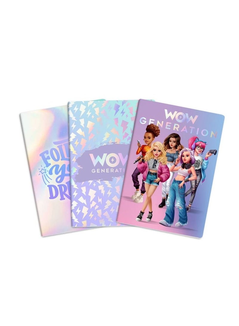 WOW Generation A5 Pack 3 Soft Cover Notebooks 80 Sheets GSM - Image 1