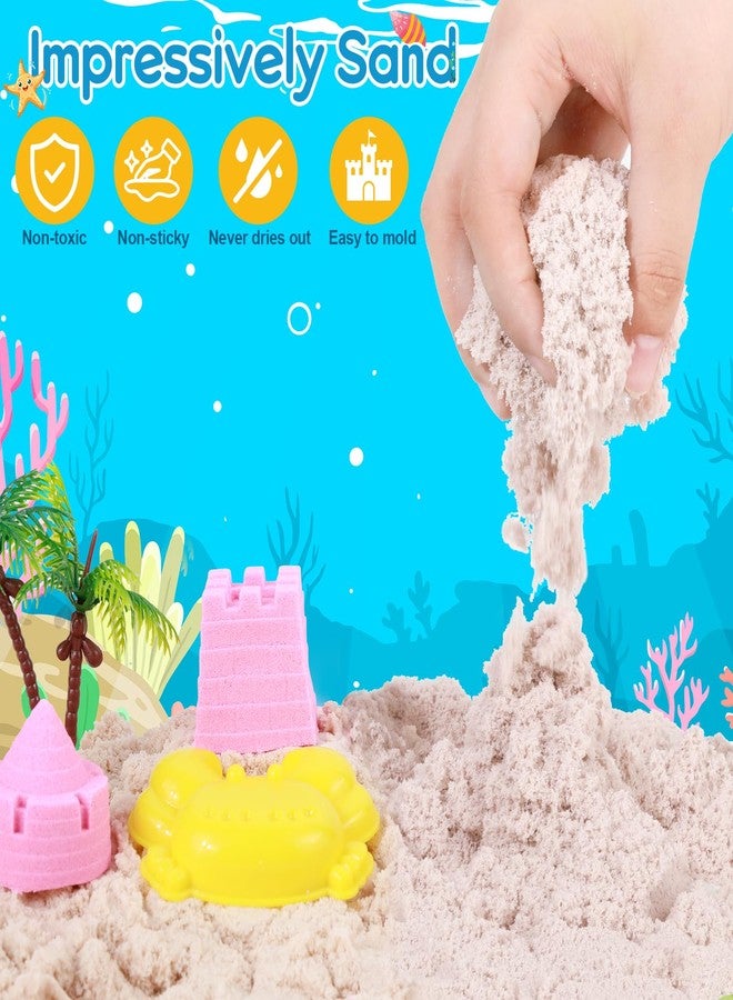 Mikiwon Ocean Sensory Bin, Sandbox Play Sand Art Kit with 1.65lbs Play Sand, Sea Animal Toys Molds, Sensory Play for Girls Boys Age 3 4 5 6 7 8, Beach Toys for Kids Xmas Birthday Gifts - Image 3