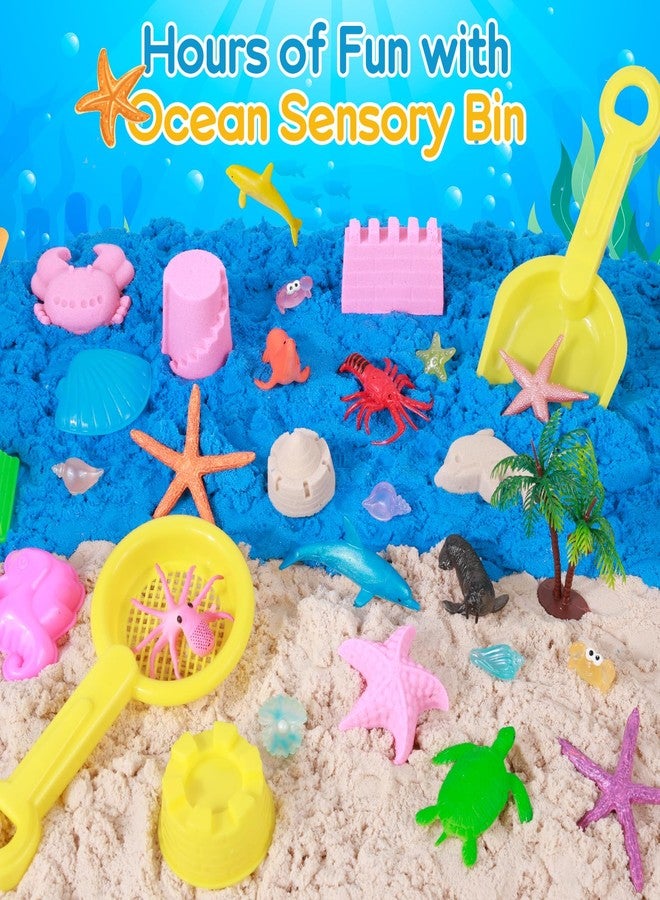 Mikiwon Ocean Sensory Bin, Sandbox Play Sand Art Kit with 1.65lbs Play Sand, Sea Animal Toys Molds, Sensory Play for Girls Boys Age 3 4 5 6 7 8, Beach Toys for Kids Xmas Birthday Gifts - Image 2