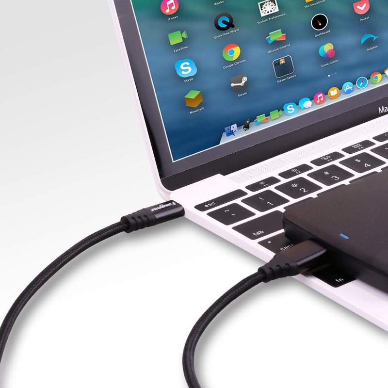 فاسجير كابل Fasgear من USB-C إلى Micro B [1 قدم]، موصل معدني منسوج من النايلون، كابل من النوع C إلى Micro 3.0، شحن سريع ومزامنة بسرعة 5 جيجابت/ثانية، متوافق مع Toshiba Canvio وGalaxy S5 Note 3 والمزيد (1 قدم، أسود) - Image 4