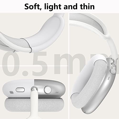 MINDRESY Silicone Case Cover for AirPods Max Headphones,Ear Pad Case Cover/Ear Cups Cover/Headband Cover for AirPods Max (USB-C/Lightning)(2024/2020),Accessories Silicone Protector for Apple AirPods Max, White - Image 5