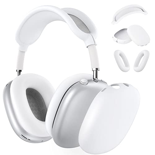 MINDRESY Silicone Case Cover for AirPods Max Headphones,Ear Pad Case Cover/Ear Cups Cover/Headband Cover for AirPods Max (USB-C/Lightning)(2024/2020),Accessories Silicone Protector for Apple AirPods Max, White - Image 1