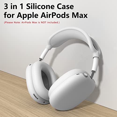 MINDRESY Silicone Case Cover for AirPods Max Headphones,Ear Pad Case Cover/Ear Cups Cover/Headband Cover for AirPods Max (USB-C/Lightning)(2024/2020),Accessories Silicone Protector for Apple AirPods Max, White - Image 2