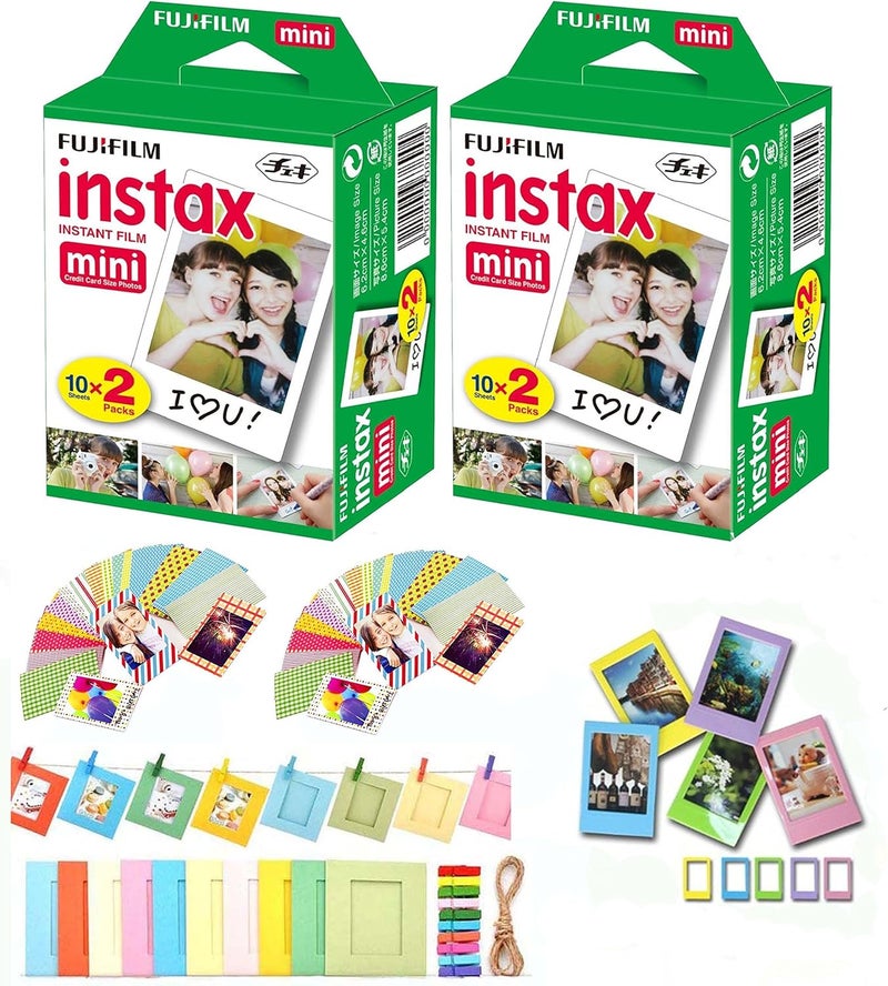 The Tech Expert Fuji Instax Mini Instant Film 40 Shots with Bonus 20 Decorative Skin Stick-on Stickers for Fuji Instax Mini 8 and SP-1 - Image 1