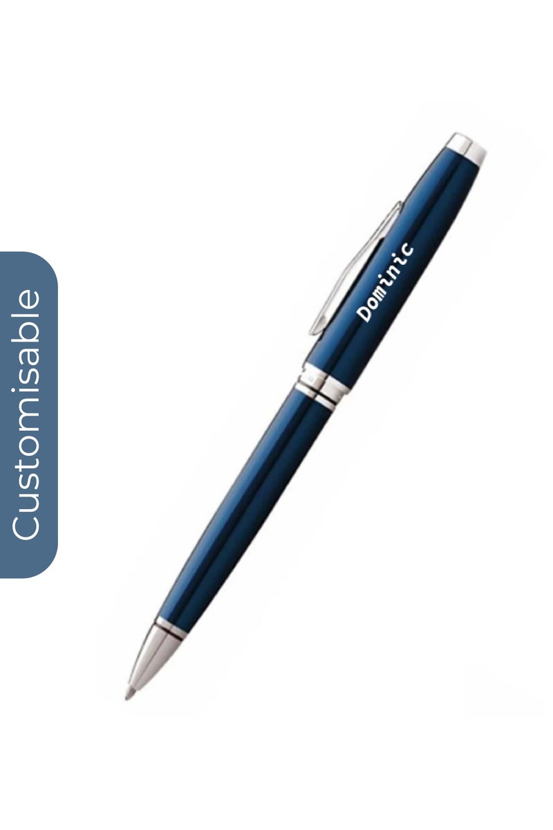 Cross Personalised Cross Coventry Blue Lacquer with Polished Chrome Appointments Ballpoint Pen - Image 1