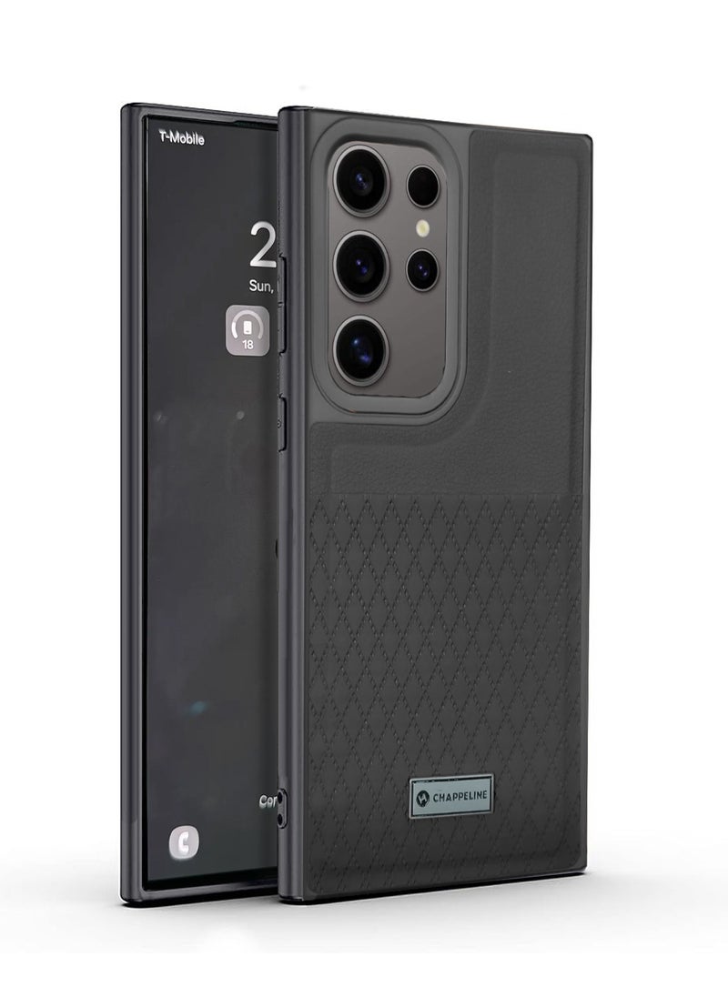 CHAPPELINE - Liquid Silicone With Raised Camera Lips Card Holder Case Cover For Samsung Galaxy S24 Ultra 5G 2024 Black - Image 1