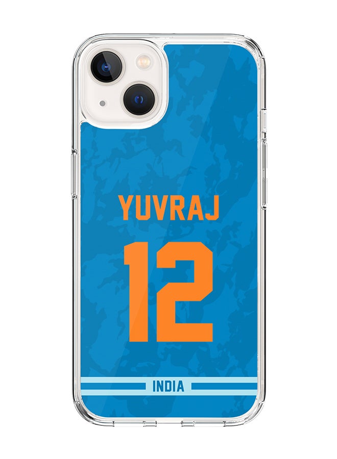Stylizedd Classic Clear Case For iPhone 14 Plus , Hybrid Soft Case Transparent Cover - Player Name - Yuvraj Singh, Jersey Number- 12