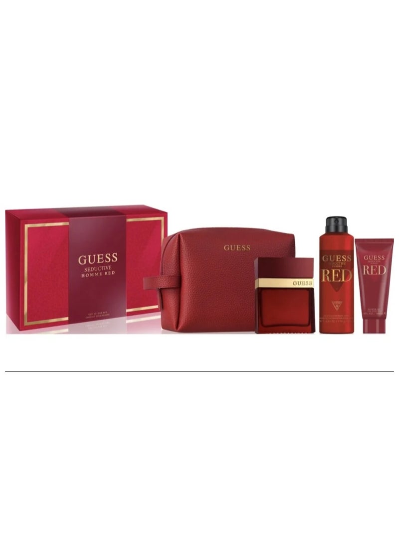 Guess Seductive Red Men / Homme Eau de Toilette 4 Piece Gift Set - Cologne Spray 3.4 Fl. Oz., Deodorizing Body Spray 6.0 Oz., Shower Gel 3.4 Fl. Oz., & Pouch - Image 3