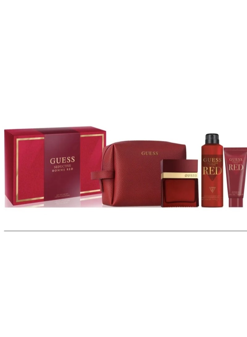 Guess Seductive Red Men / Homme Eau de Toilette 4 Piece Gift Set - Cologne Spray 3.4 Fl. Oz., Deodorizing Body Spray 6.0 Oz., Shower Gel 3.4 Fl. Oz., & Pouch - Image 1