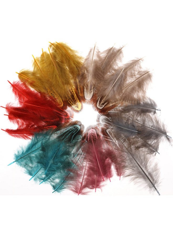 MWOOT Pack Of 180 Crafts Art Coloured Feathers, 4-8Cm Mini Pheasant Feathers For Diy Earrings Jewelry Dreamcatcher Making Home Wedding Baby Shower Decorations, Decor Accessories Natural Feather - Image 2