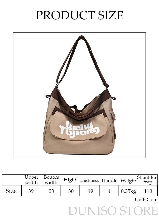 DUNISO Women's Shoulder Tote Bag Canvas Handbag For Women Large Capacity Crossbody Bag Fashionable Travel Messenger Shoulder Bag For Ladies Girls College Students  - Image 4