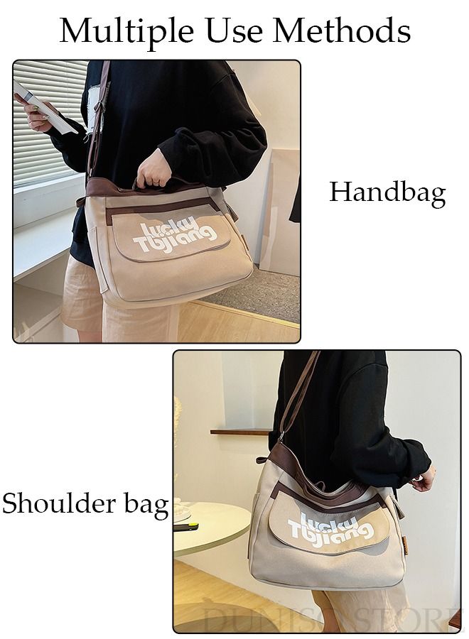 DUNISO Women's Shoulder Tote Bag Canvas Handbag For Women Large Capacity Crossbody Bag Fashionable Travel Messenger Shoulder Bag For Ladies Girls College Students  - Image 5