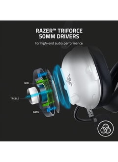 RAZER Razer BlackShark V2 X Wired Esports Gaming Headset, 7.1 Surround Sound, 50mm Drivers, 240g Lightweight Build, Noise Cancelling Mic, Hybrid Memory Foam Cushions Comfort or PC, Mac, PS4, PS5, Nintendo Switch, Xbox One, Xbox Series X|S, Mobile, White | RZ04-03240700-R3M1  - Image 2