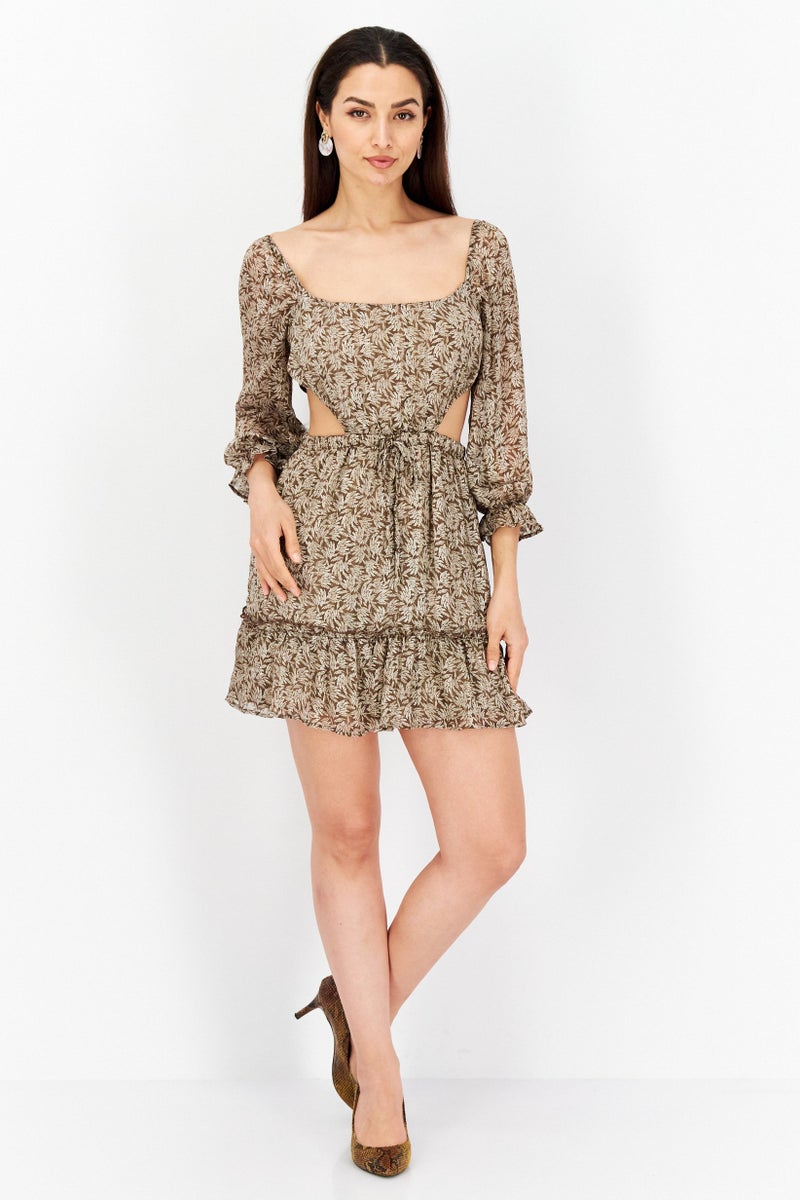 Endless Blu Women Metallic Mini Dress, Brown - Image 4