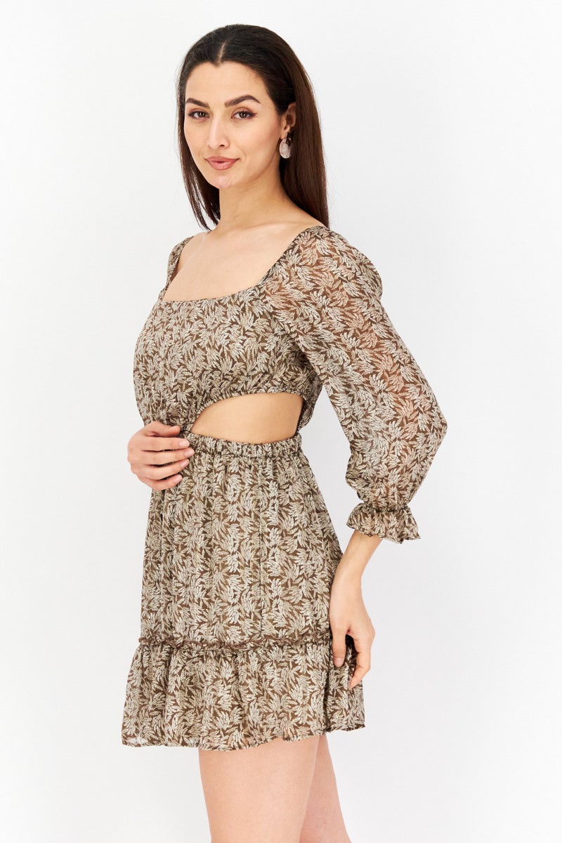 Endless Blu Women Metallic Mini Dress, Brown - Image 2