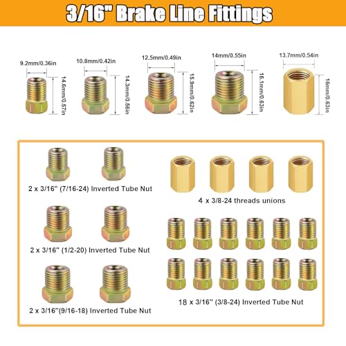 altivox 316 Brake Line Kit25ft Flexible Tubing with 28pcs Brake Line Fittings16Pcs Fittings 4Pcs Unions8Pcs Nut 2 in 1 Combo Kit - Image 3