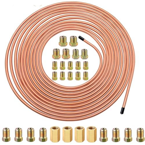 altivox 316 Brake Line Kit25ft Flexible Tubing with 28pcs Brake Line Fittings16Pcs Fittings 4Pcs Unions8Pcs Nut 2 in 1 Combo Kit - Image 1