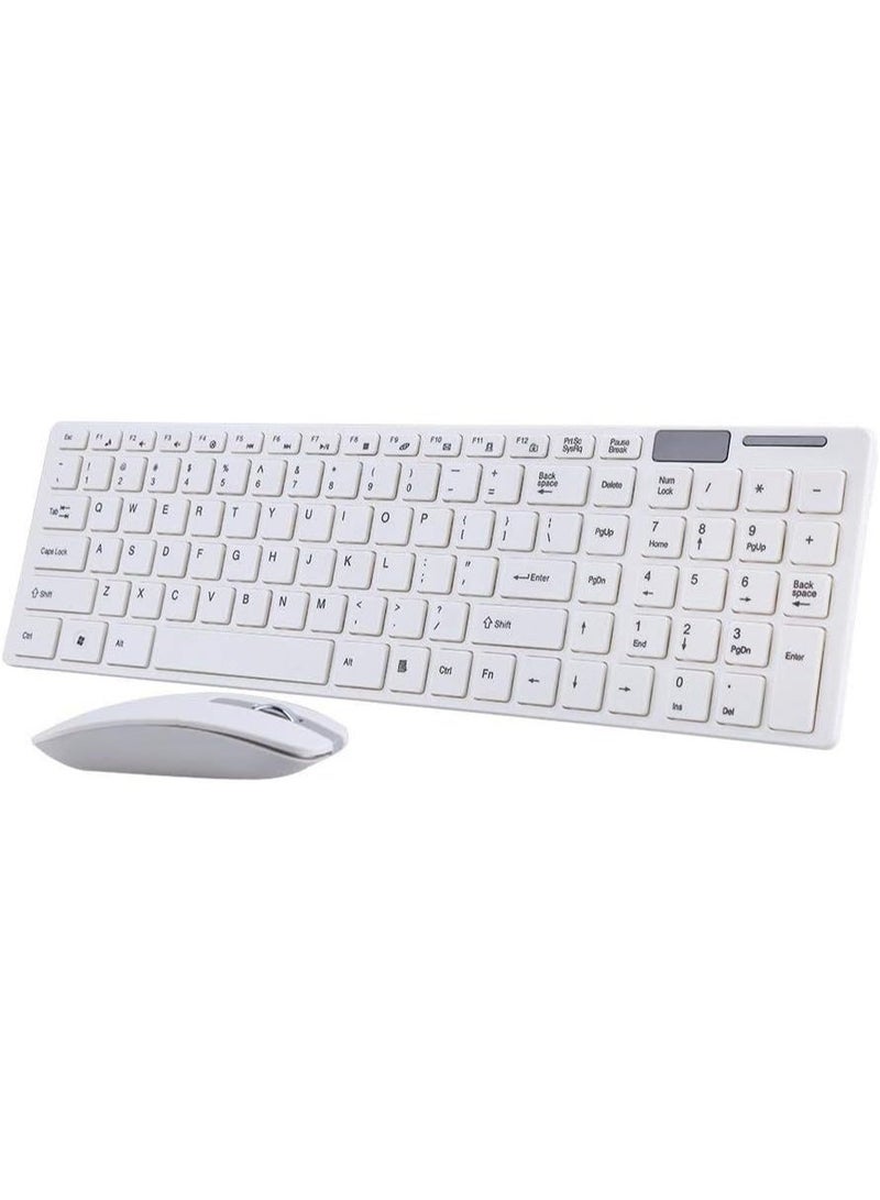 Akonja Wireless Keyboard and Mouse Combo, Portable Optical 2.4GHz with USB Receiver for PC, Mac, and Windows, White (Miaoj) - Image 1