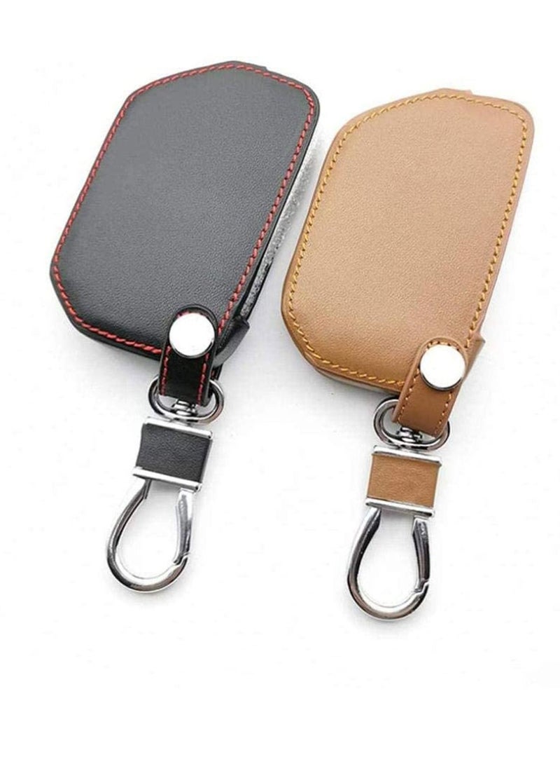 الأزرق جي دبليو Leather Car Keys Cover Key Holder Bag Case 3 Buttons Folding Wallet Accessories Interior,For Jeep Wrangler JL 2018 - Image 4