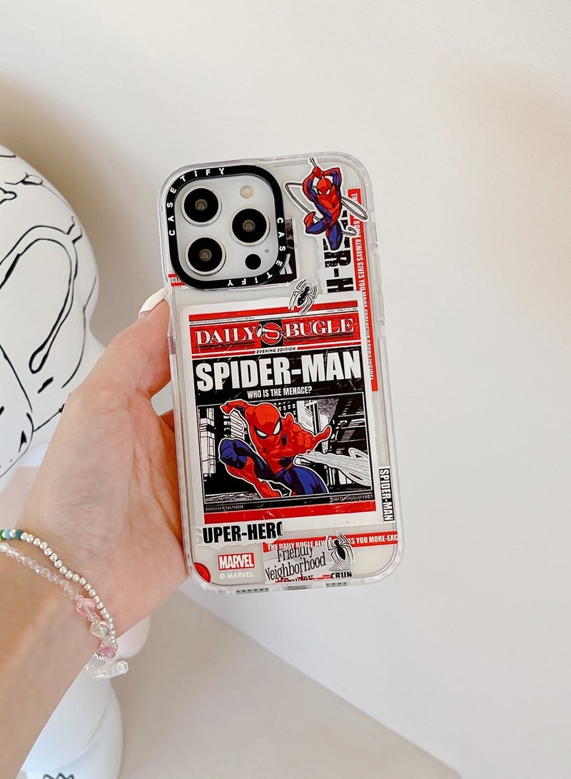 Apple iPhone 14 Pro Max Case,Spider Poster Magnetic Adsorption Phone Case - Semi transparent