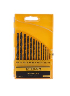 Epsilon HSS Drill Bits- EPSDB1414 Pack of 13 Bit, Includes 6.5, 6, 5.5, 5, 4.8, 4.5, 4, 3.5, 3.2, 3, 2.5, 2, 1.5, Versatile and Highly Durable Perfect for a Wide Range of Applications Black  - Image 1