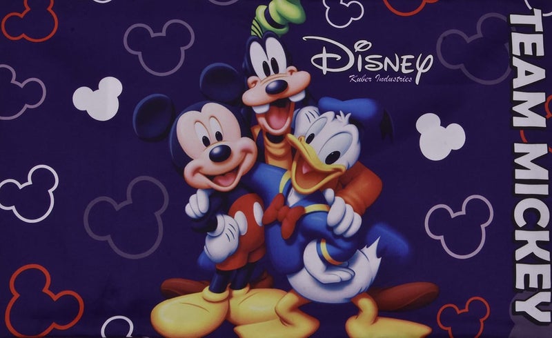 Kuber Industries Kuber Industries Disney Team Mickey Print Silk Special Long Crush Single Bedsheet with 1 Pillow Cover (Royal Blue)-KUBMART010144  - Image 5