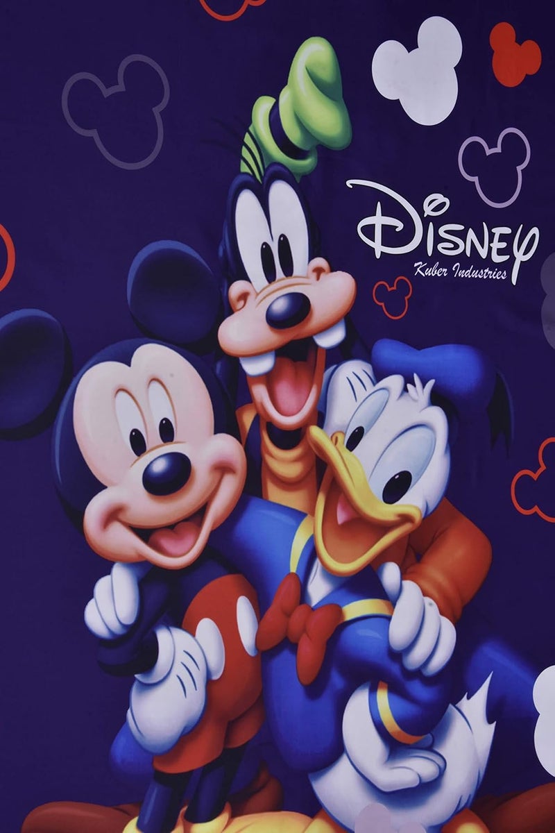 Kuber Industries Kuber Industries Disney Team Mickey Print Silk Special Long Crush Single Bedsheet with 1 Pillow Cover (Royal Blue)-KUBMART010144  - Image 4