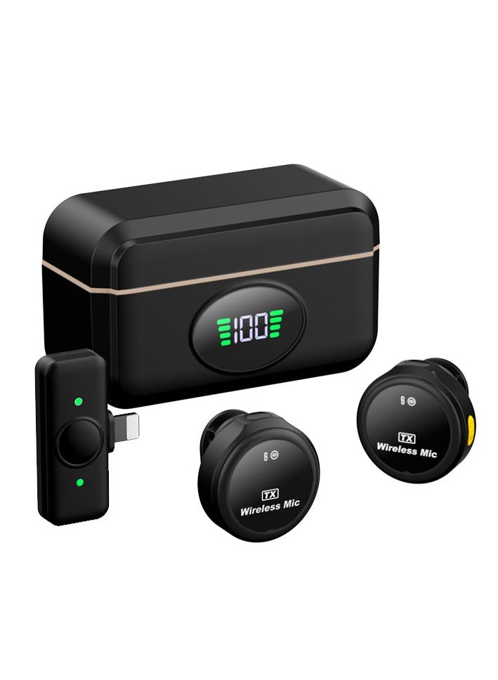 Wireless lapel microphone, 48h battery life, suitable for mobile phones, computers, with portable charging case, noise reduction radio