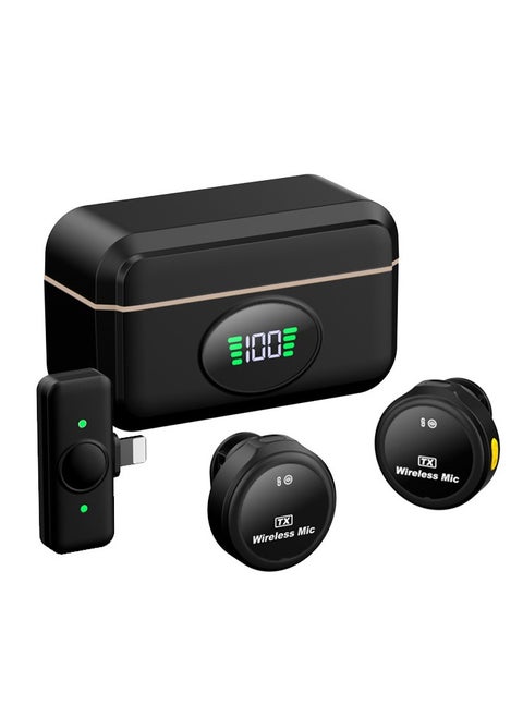 Wireless lapel microphone, 48h battery life, suitable for mobile phones, computers, with portable charging case, noise reduction radio