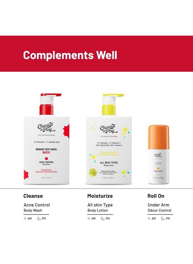 Chemist at Play - 1% Salicylic Acid Body Wash 236 Ml Helps Prevent Back & Body Acne And Smoothens Bumpy Texture For Sweaty Oily Normal And Dry Skin Paraben And Sls Free Suitable For Men And Women - Image 1