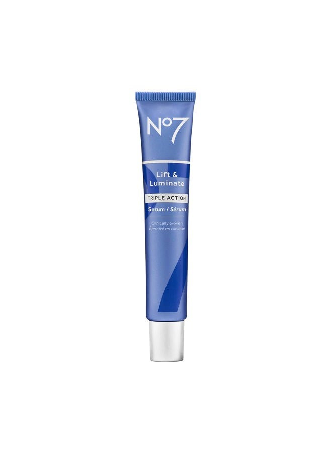 No7 Lift & Luminate Triple Action Face Serum - Collagen Peptide Anti-Wrinkle + Brightening Emblica & Vitamin C Serum + Pro Retinol Skin Firming Hyaluronic Acid & Hibiscus (50ml) - Image 1