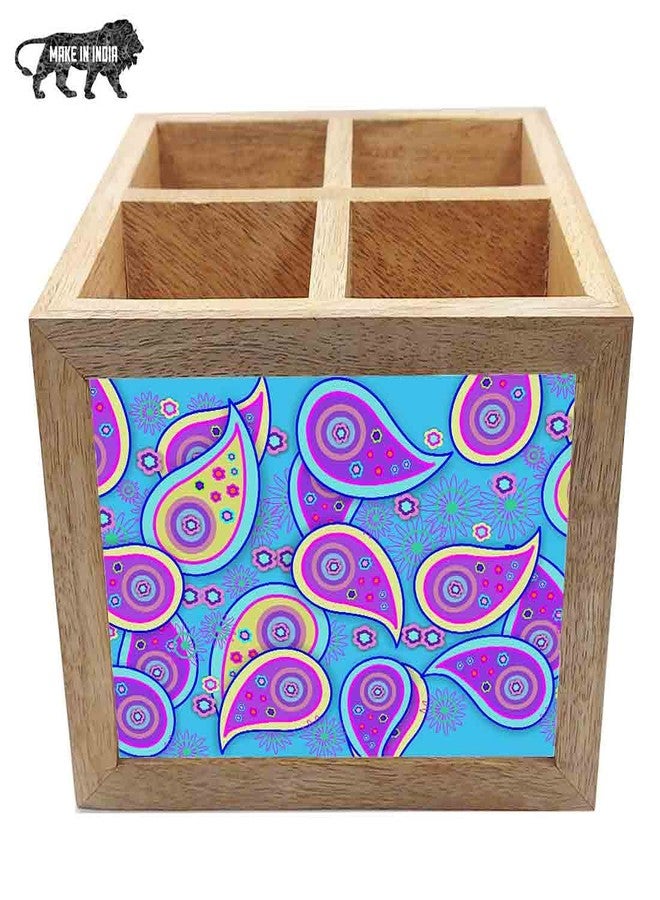 Nutcase Wooden Cutlery Stand Holder Silverware Caddy Spoons Forks Knives Organizer for Dining Table & Kitchen -Made in India-Spoons NOT Included - Paisley - Image 5