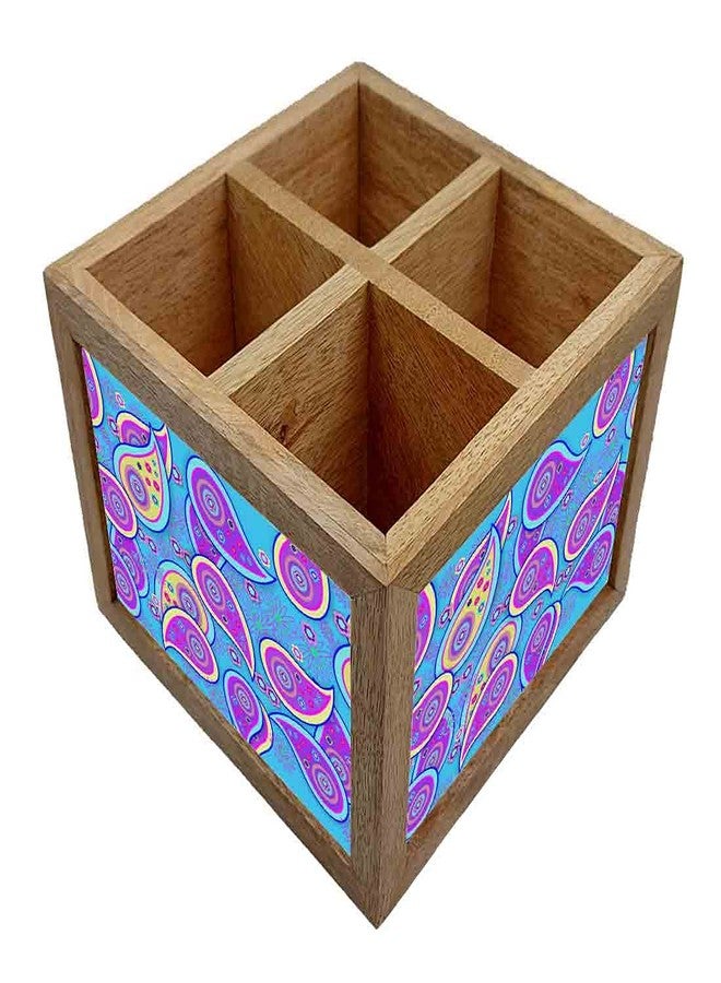 Nutcase Wooden Cutlery Stand Holder Silverware Caddy Spoons Forks Knives Organizer for Dining Table & Kitchen -Made in India-Spoons NOT Included - Paisley - Image 2
