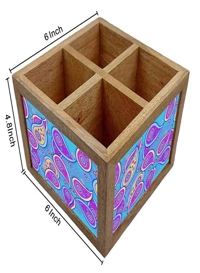 Nutcase Wooden Cutlery Stand Holder Silverware Caddy Spoons Forks Knives Organizer for Dining Table & Kitchen -Made in India-Spoons NOT Included - Paisley - Image 4