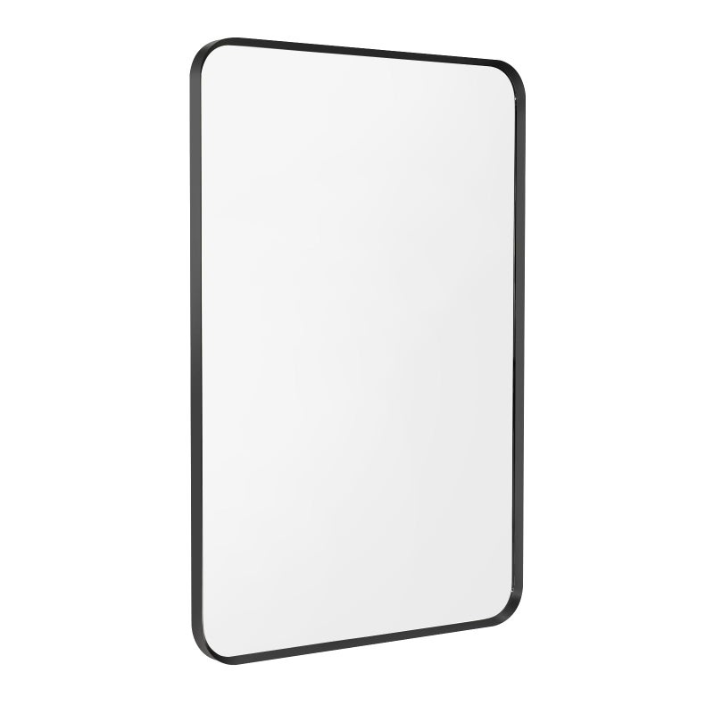 Minuover Wall Mount Mirror for Bathroom Brush Black Metal Framed Rounded Corner Rectangular Vanity Mirror 16 x 20 Black