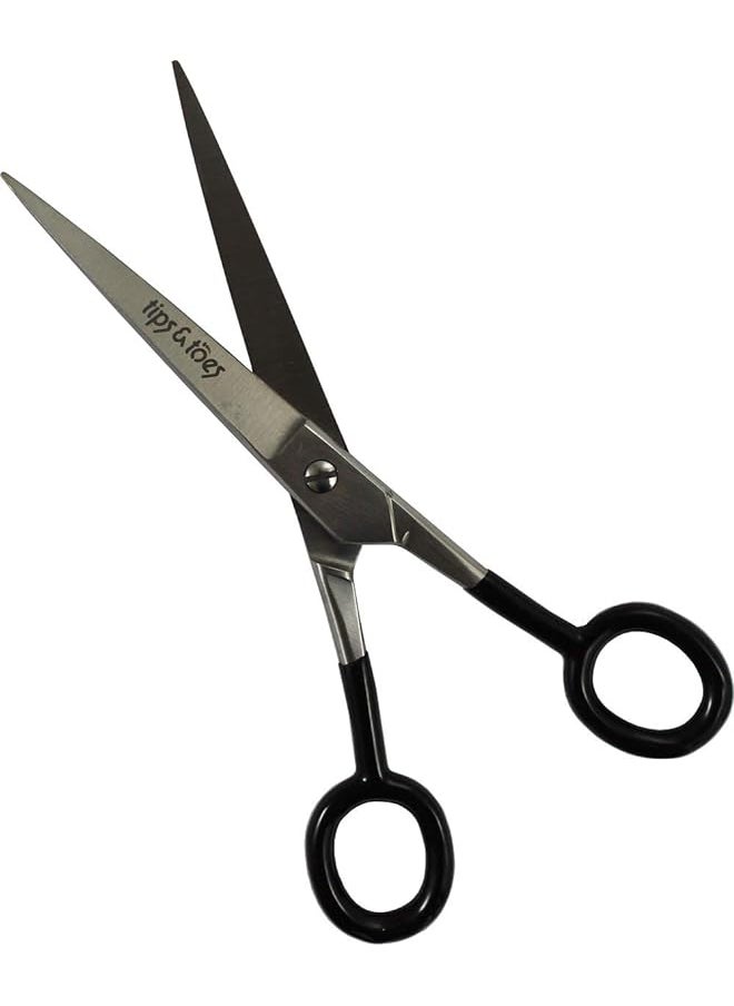 Tips & Toes Stainless Steel Professional Pvc Grip Barber Scissors Black 15Cm  - Image 1