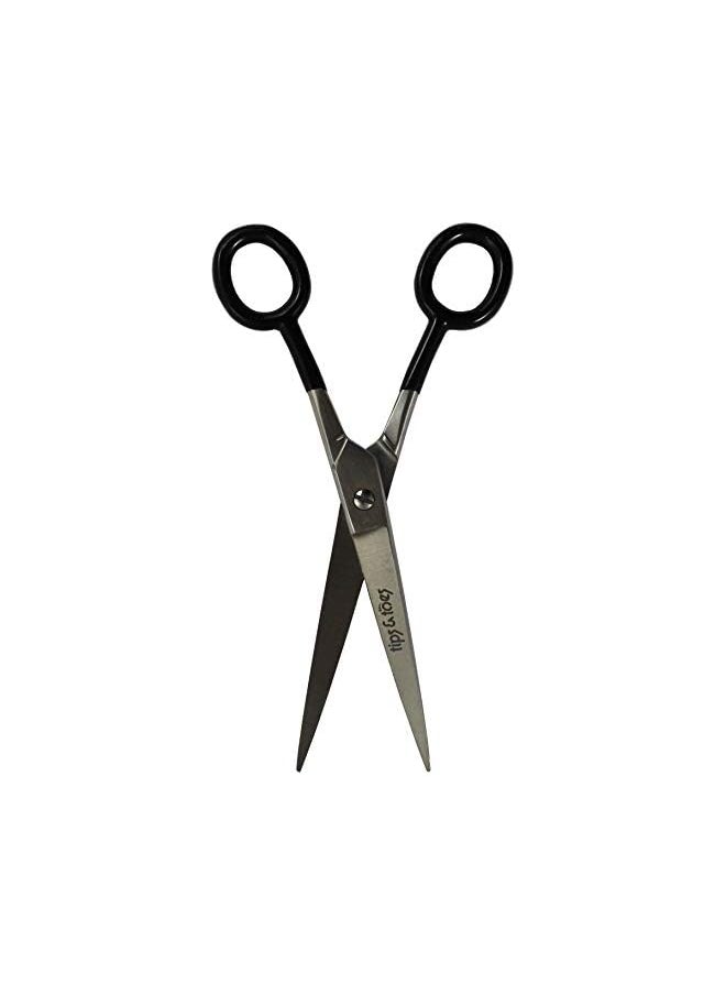 Tips & Toes Stainless Steel Professional Pvc Grip Barber Scissors Black 15Cm  - Image 2