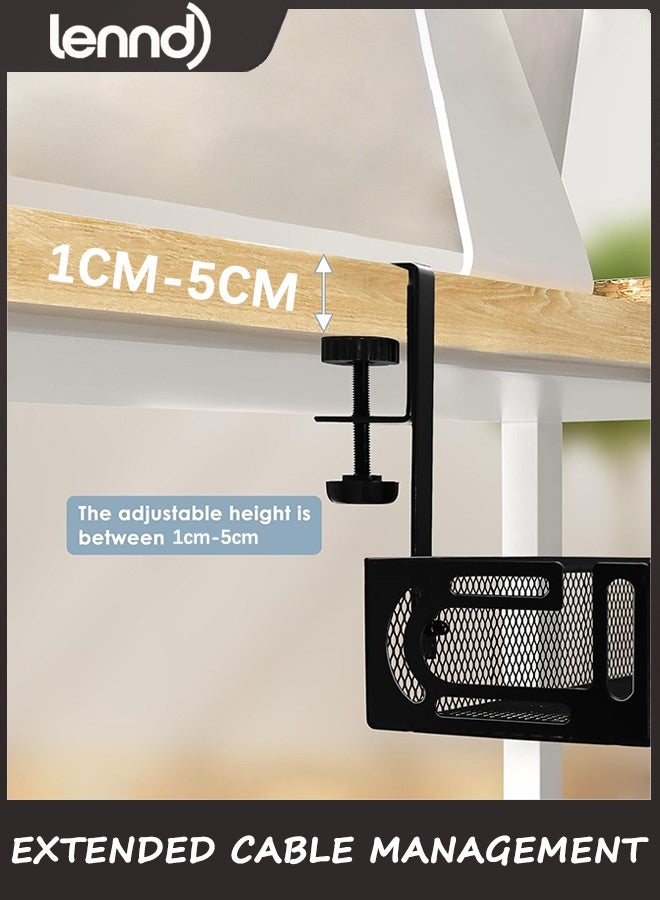 لينند منظم كابلات، منظم كابلات 64 سم تحت المكتب بدون مثقاب، منظم أسلاك معدني مع مشبك للمكتب القائم، منظم كابلات للمكتب المنزلي - Image 4