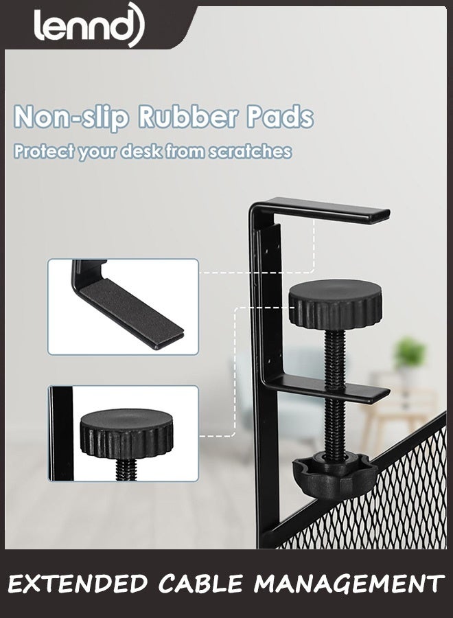 لينند منظم كابلات، منظم كابلات 64 سم تحت المكتب بدون مثقاب، منظم أسلاك معدني مع مشبك للمكتب القائم، منظم كابلات للمكتب المنزلي - Image 3