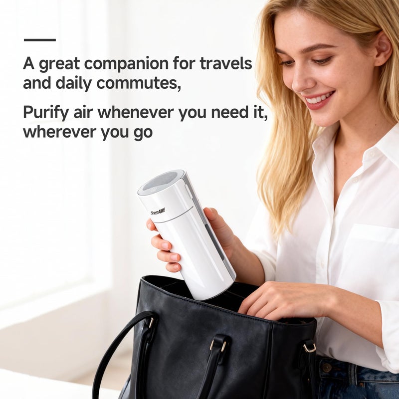 SheerAIRE Home & Car HEPA Air Purifier USB-C Charging, Ultra-Quiet 22dB, Compact Design, Night Light, 360Â° Outlet, Suitable for Car Interiors, Desks, Dorms & Pet Crates - Image 4