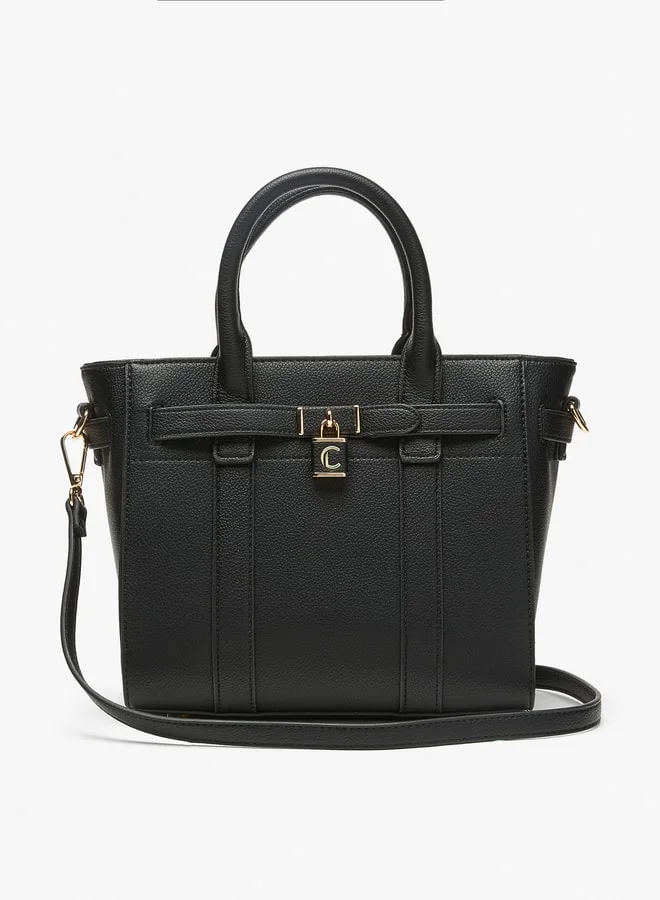 Le Confort Le Confort Textured Tote Bag with Zip Closure and Detachable Strap