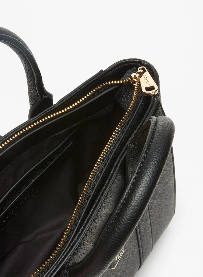 Le Confort Le Confort Textured Tote Bag with Zip Closure and Detachable Strap