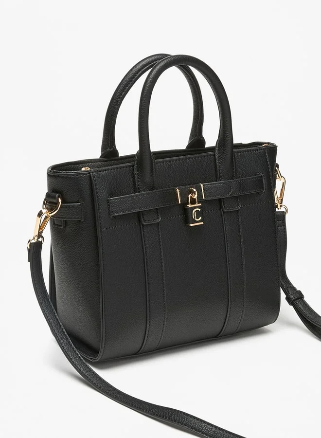Le Confort Le Confort Textured Tote Bag with Zip Closure and Detachable Strap